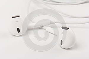 White headphones with headset on white isolated background