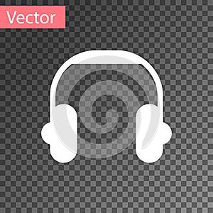 White Headphones icon isolated on transparent background. Earphones. Concept for listening to music, service