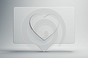 White heart Like symbol or icon. 3d rendering. Social media concept.