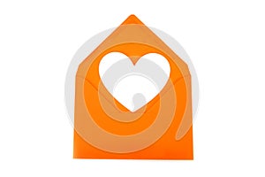 White heart in orange envelope