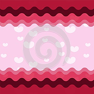 White heart pattern with pink and red curly striped on pastel pink background