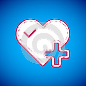 White Heart rate icon isolated on blue background. Heartbeat sign. Heart pulse icon. Cardiogram icon. Vector