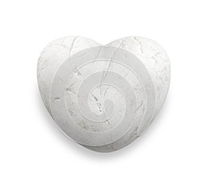 White heart rock, white heart stone, white marble pebble in heart shape, love stone