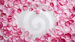 White Heart Shape Symbol Pink Rose Petals Looped Slow Fading Animated Background