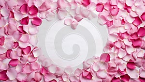 White Heart Shape Symbol Pink Rose Petals Stop Motion Animated Looped Background