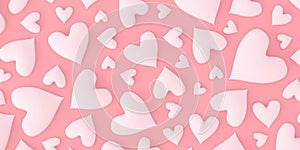 White hearts on pink background for Valentine`s day or other romantic themed background. 3d Render