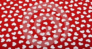 White Hearts on Red Cloth