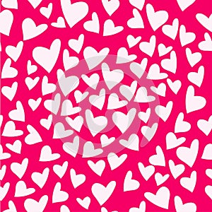 White hearts shape pattern seamless random repeat vector background