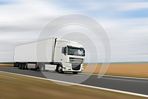 White heavy truck on a road