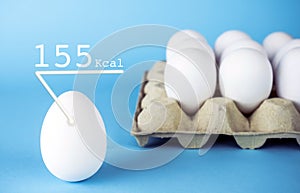 White hen eggs, 155 k calories has an egg