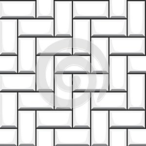 White herringbone subway tile seamless pattern