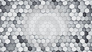 White hexagonal cells abstract 3D rendering