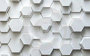 White Hexagonal Wall Pattern with 3D Depth