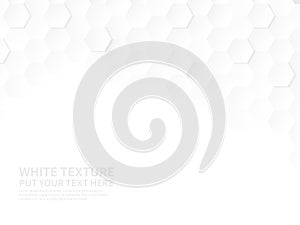 White hexagons. Technologic hexagonal pattern, geometric honeycomb gradient wallpaper, 3d paper style abstract