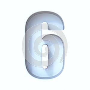 White hole shadow font Number 6 SIX 3D photo