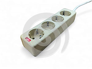 White 4 hole socket ( stop contact) isolated on white background