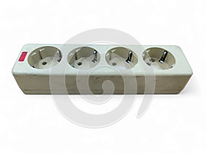 White 4 hole socket ( stop contact) isolated on white background