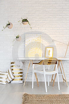 White home office area