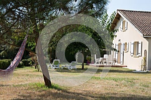 White home in the suburbs, exterior of a beautiful house