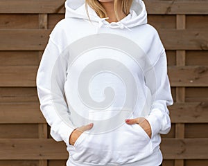White hoodie with copy space