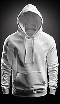 White hoodie mock up on studio background. Generative Ai