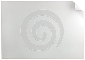 White Horizontal A4 Paper Page Curl, Large Detailed Isolated Copy Space Background