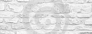 White horizontal background - pattern, texture of old stone masonry wall