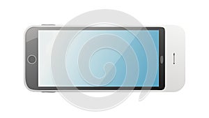 White Horizontal Smartphone with Blue Screen, vector design Generative AI