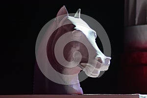 White horse head made of papier mache