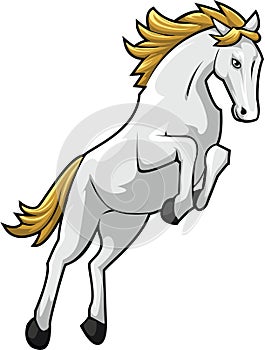 White Horse Jumping Illustration Design