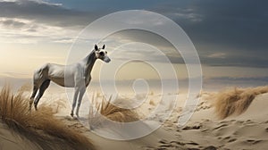 White Horse In Moody Tonalism Style: A Spectacular Caninecore Artwork photo