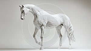 Elegant White Horse Sculpture on Gray Background