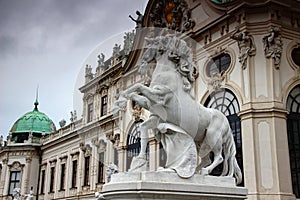 White horse statue rearing up Belvedere Palace Vienna Austria