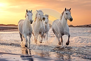 White horses in Camargue, France