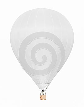 White hot air balloon with basket isolated on white background
