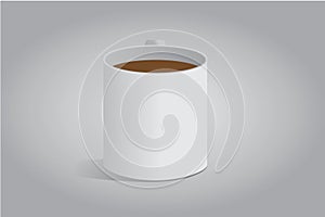 White hot coffee mug ceramic cup mock up 3d in grey background.