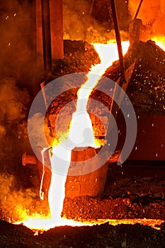 White hot molten metal