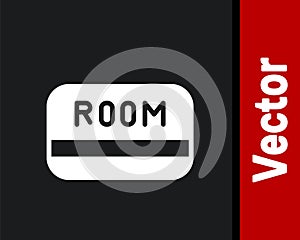 White Hotel key card from the room icon isolated on black background. Access control. Touch sensor. System safety