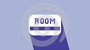 White Hotel key card from the room icon isolated on purple background. Access control. Touch sensor. System safety