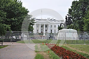 White House Building with Andrew Jackson Statue from Washington District of Columbia USA