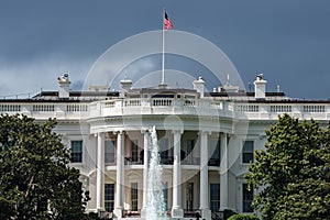 White House building in Washington DC on cloudy day