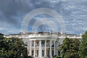 White House building in Washington DC on cloudy day