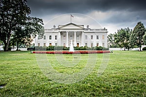 The White House with Cloudy Skies