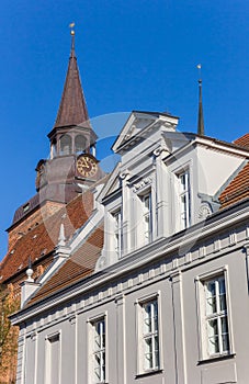 White house and Dom church in Gustrow