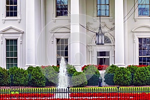 White House Door Red Flowers Pennsylvania Ave Washing
