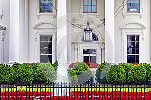 White House Door Red Flowers Pennsylvania Ave Washington DC