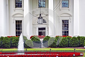 White House Door Red Flowers Pennsylvania Ave Washington DC