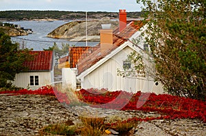 White house near fjord Kragero, Portor