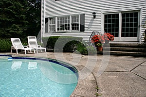 White house with pool