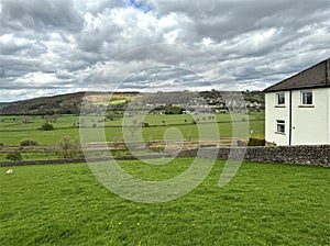 Landscape view, over the Aire Valley, looking toward Kildwick, Yorkshire, UK photo